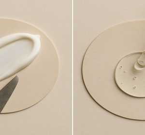 Azelaic acid cream on spatula and niacinamide serum on pipette