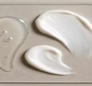 Different types of moisturiser on palette