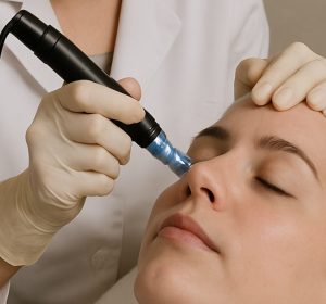 Microneedling applied to female in clinic