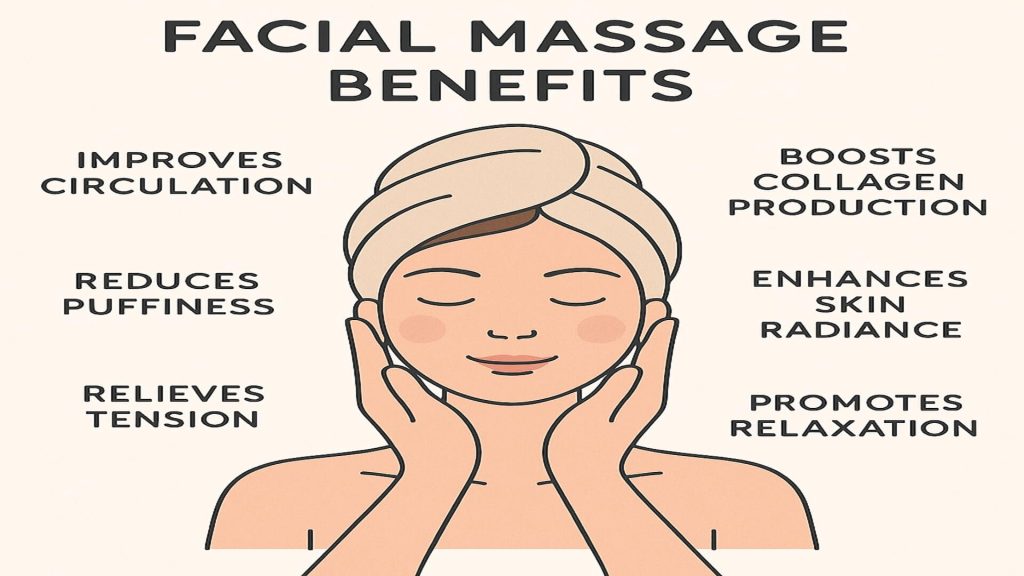 Facial massage benefits vector