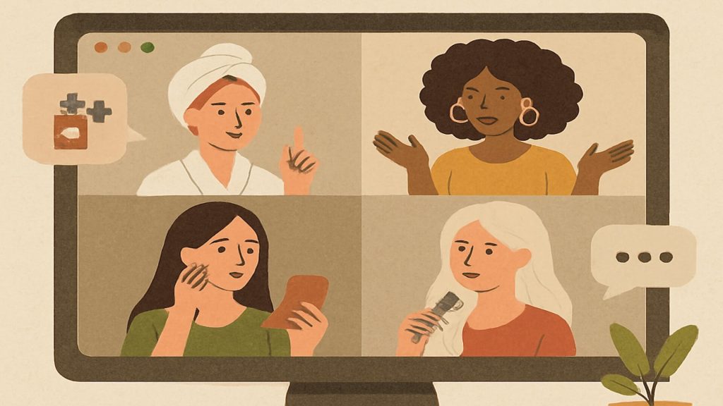 Virtual community discussion online illustration