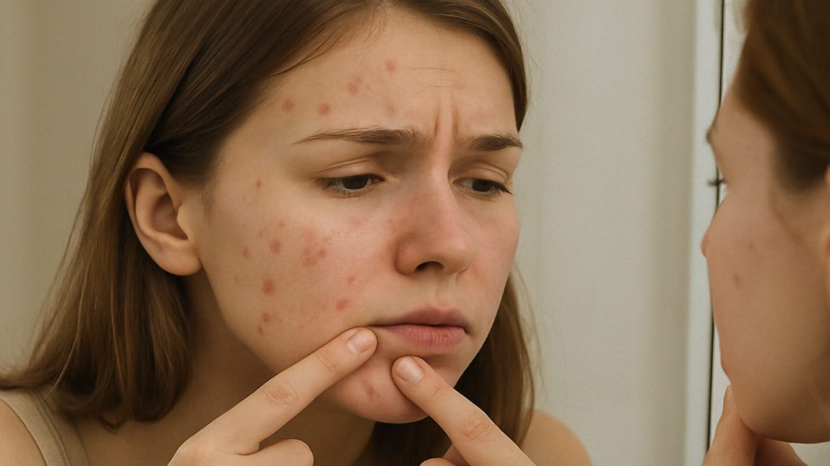 Woman with acne needs clindamycin