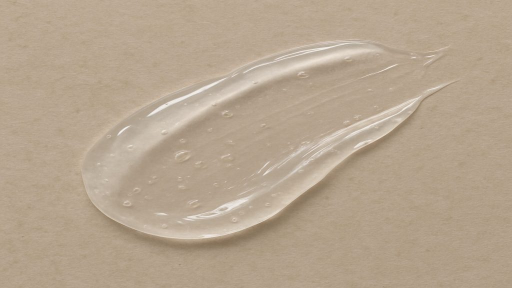 Clear panthenol cream on neutral palette