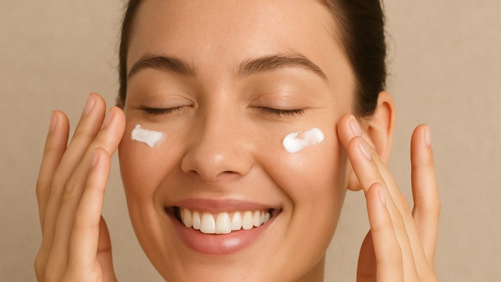 Woman using tretinoin safely around eyes