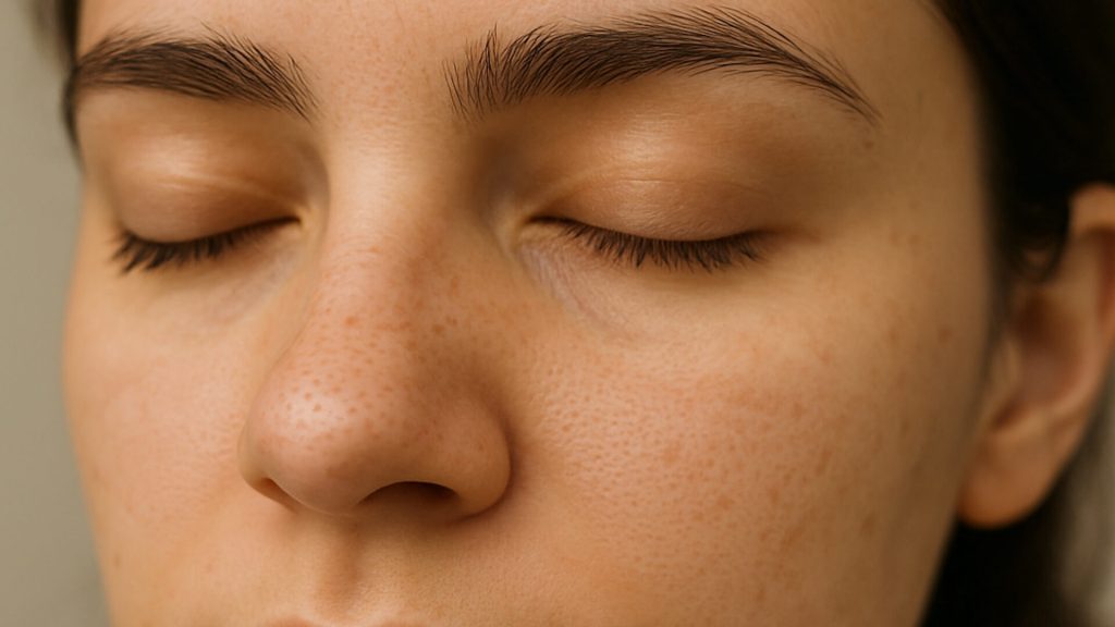 Woman with whiteheads on nose