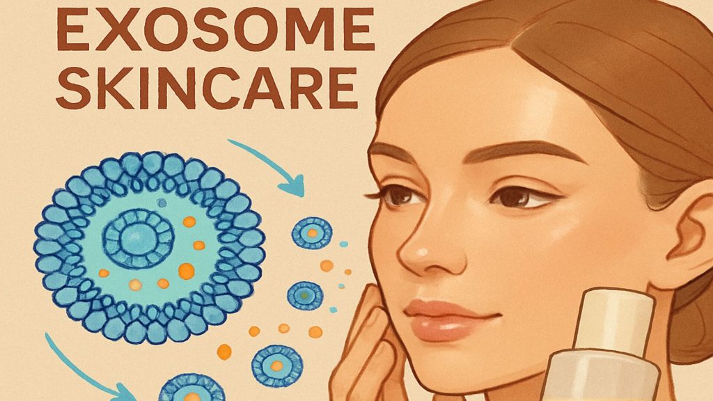 Exosome treatment skincare graphic with woman