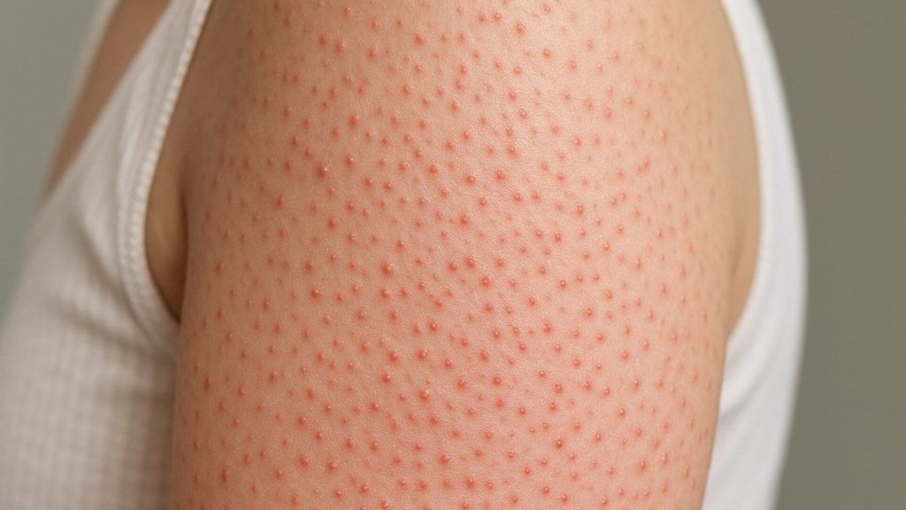 Keratosis pilaris on young male adult upper arm