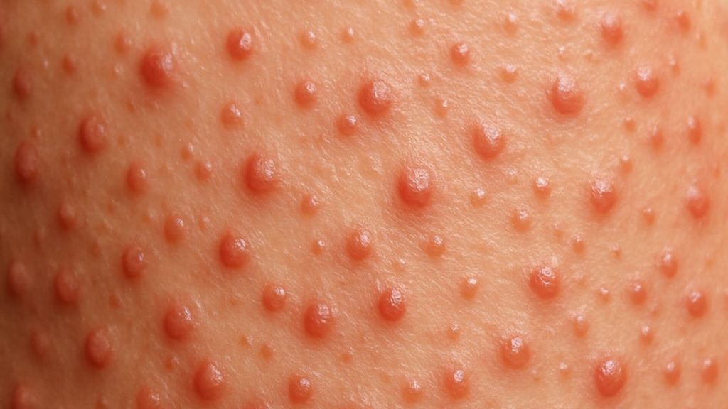Closeup fungal acne on skin