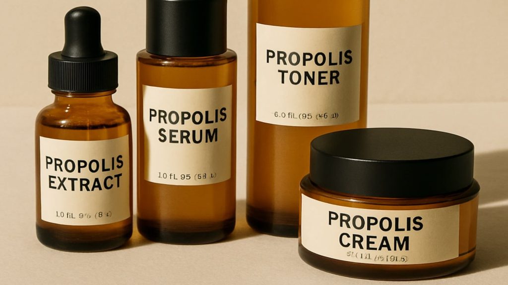Array of different propolis skincare products